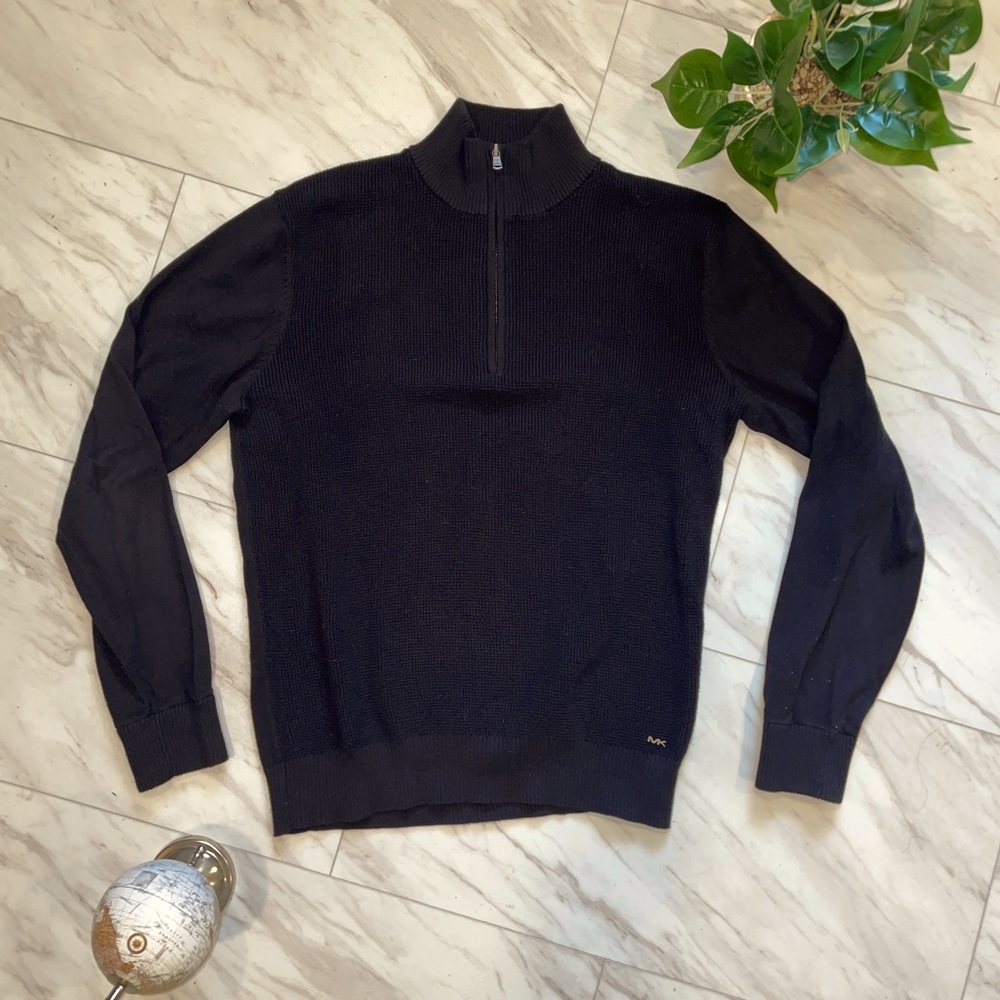 Michael Kors Men’s Half-zipped Black Knitted Sweater Size M